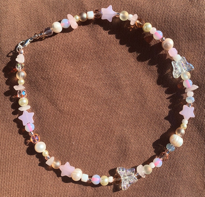 Blush Butterfly Beaded Necklace image 4