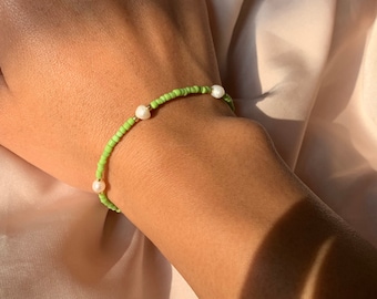 Beaded Pearl Bracelet – Green