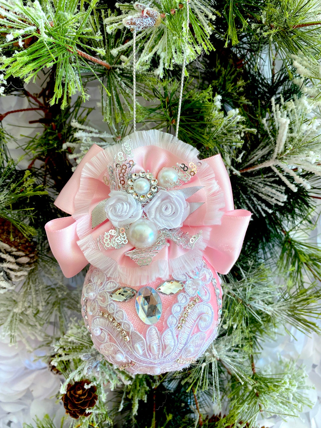 Pink Velvet Ornament Pink Tree Decoration Christmas Gift Etsy