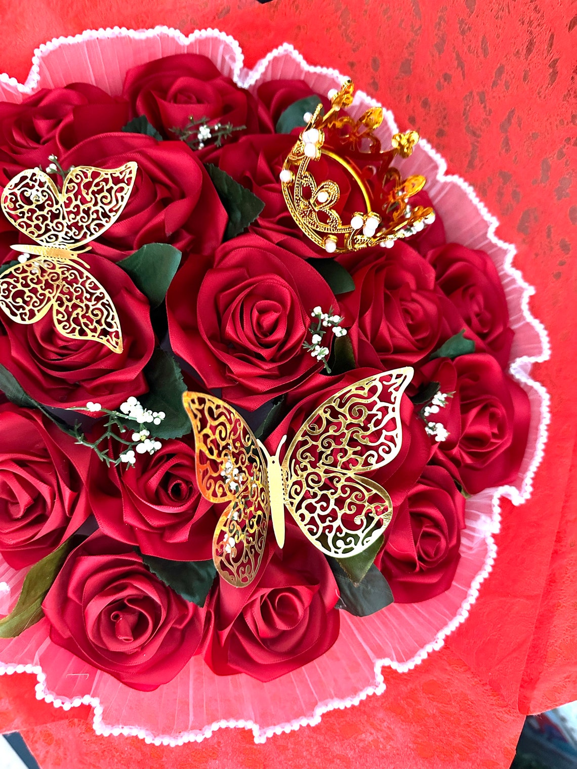 Customizable 24 Eternal Rose Bouquet, Handmade Fake Flowers Bouquet ...