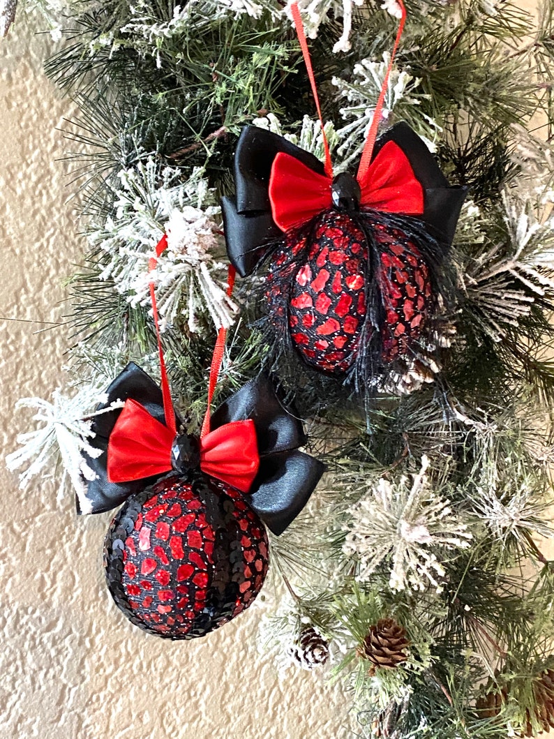 Black and Red Tree Bauble, Christmas Black and Red Decoration, Tree Red ...