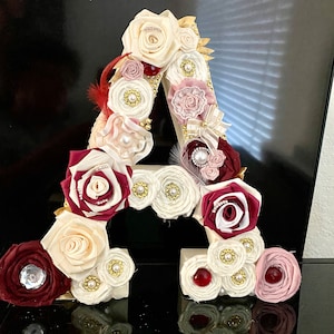 Letra independente, letra de flor, número de flor, decoração de chá de bebê, decoração de aniversário, casamento, letra shabby shik, letra ou número boho