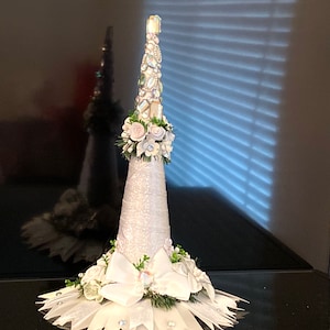 White iridescent  mini Christmas tree, handmade unbreakable tree, room decor, Holiday tree, table tree, room decoration,Christmas gift