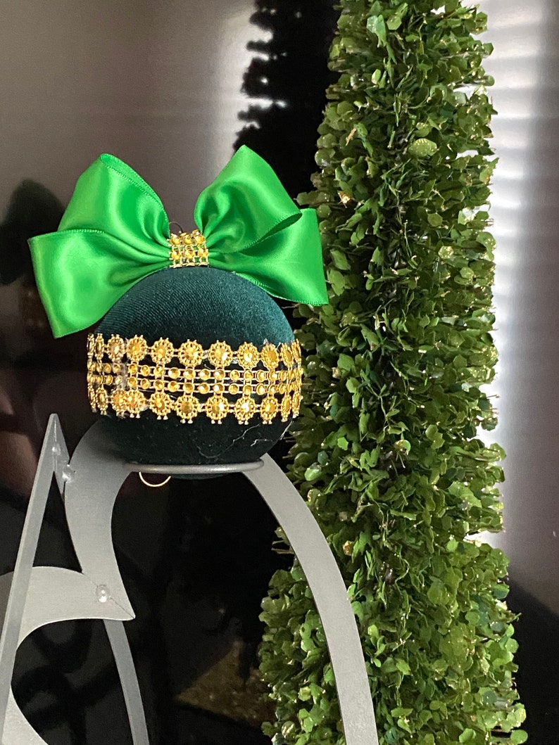 Pink Christmas Bauble, White Ball, Tree Black and Gold Ornament, Tree