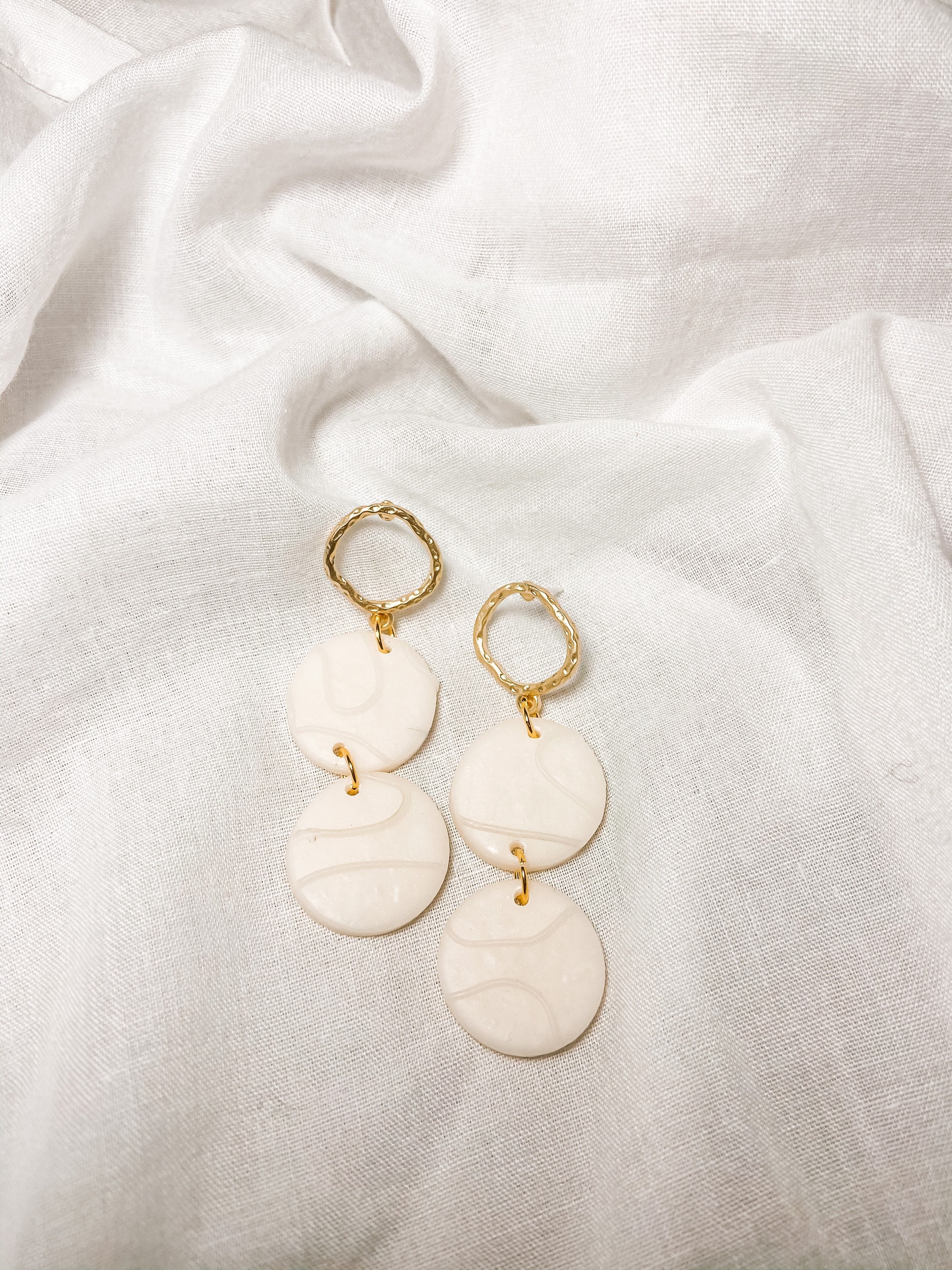Polymer clay earrings// white translucent Delilah earrings | Etsy
