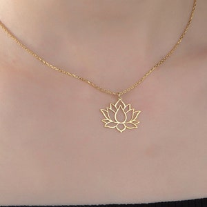 Silver Lotus Flower Necklace, Gift For Mothers, 18K Gold Lotus Pendants, Birthday Gift For Daughter, Gift For Sister, Unique Gifts For Mom