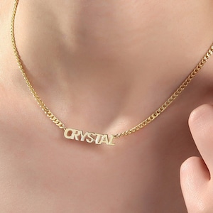 14K Gold Cuban Chain Name Necklaces, Gift For Mothers, Silver Name Necklace, Personalized Gifts, Custom Made Jewelry, Unique Gifts For Mom