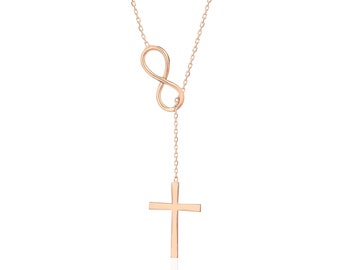 Eternity-Kreuz-Halsketten aus Sterlingsilber, Unendlichkeits-Kruzifix-Halskette, vergoldeter einzigartiger Kreuz-Anhänger, Geschenk für Mama, bestes Muttertagsgeschenk