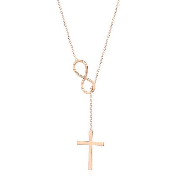 Sterling Silver Eternity Cross Necklaces, Infinity Crucifix Necklace, Gold Plated Unique Cross Pendant, Gift For Mom, Best Mother's Day Gift