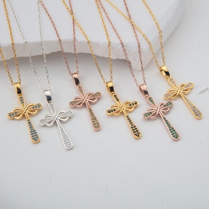 14K Gold Birthstone Cross Necklace, Birthday Gifts For Mothers, Silver Cross Necklaces For Women, Personalized Gifts, Unique Gifts For Mom