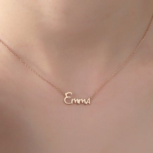 14K Solid Gold Name Necklaces, Dainty Name Tag Pendant, 925 Sterling Silver Name Jewelry, Personalized Gifts For Mom, Best Mother's Day Gift