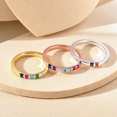Custom Birthstone Ring For Mom, Personalized Family Jewelry, Birthday Gift For Grandma