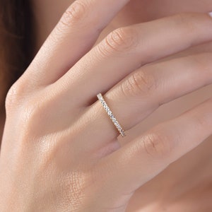 14K Gold Full Infinity Birthstone Ring, Stackable Eternity Band ...