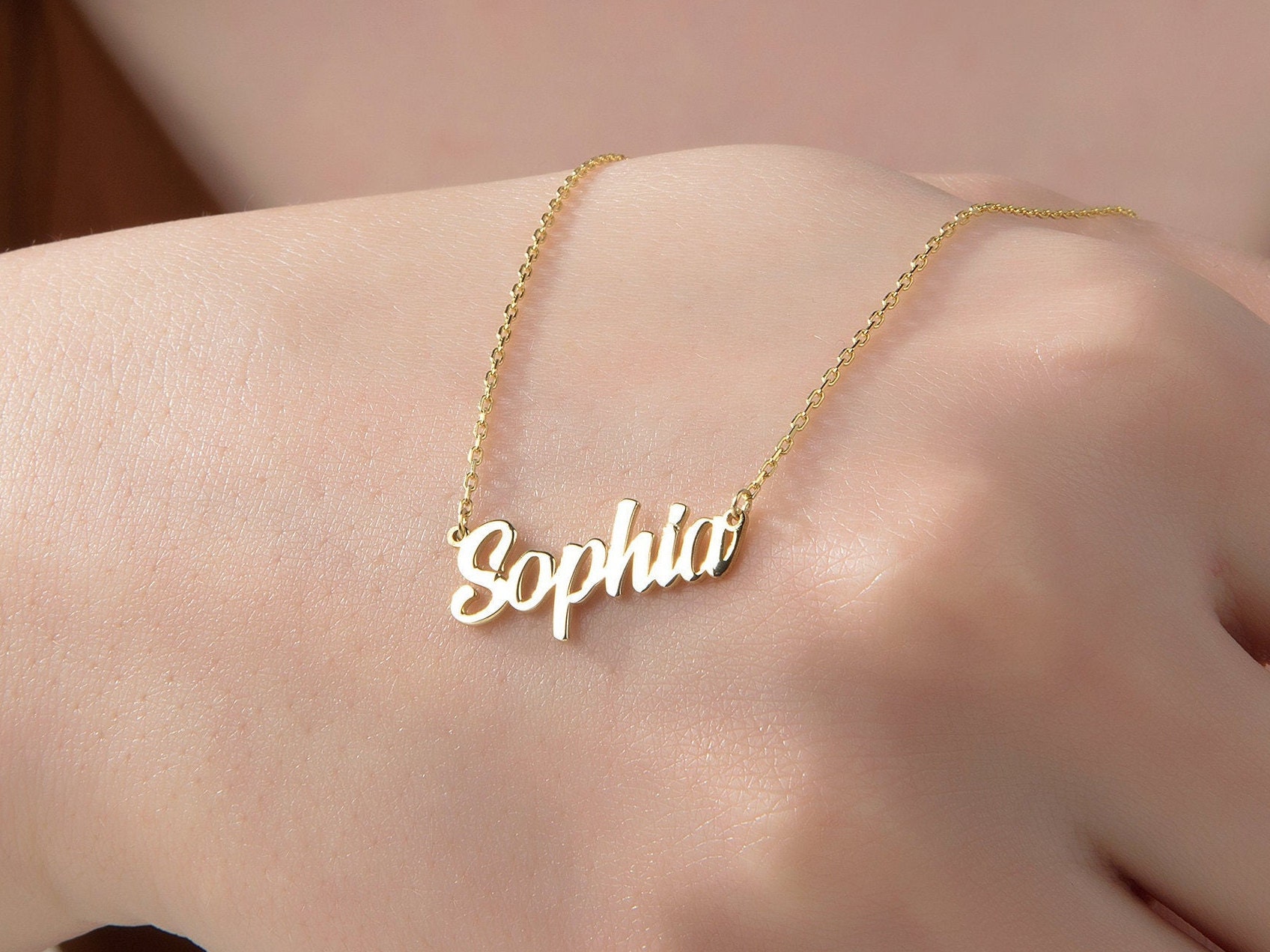 14K Gold Name Necklace Solid Silver 