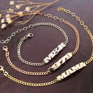 Silver Name Curb Chain Bracelets, 14K Gold Cuban Chain Name Bracelet, Gifts For Mothers, Birthday Gifts For Daughter, Unique Gifts For Mom
