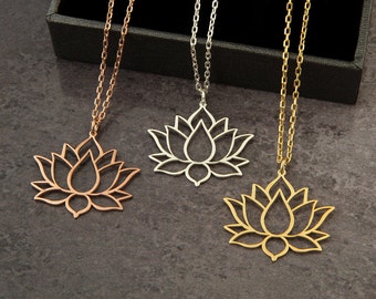 *UK* GOLD PLT LOTUS FLOWER PENDANT NECKLACE HOLLOW LEAF WATER NAMASTE YOGA CHARM *UK* GOLD PLT LOTUS FLOWER PENDANT NECKLACE HOLLOW LEAF WATER NAMASTE YOGA CHARM