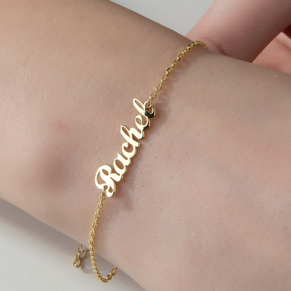 14k Kids Gold ID Bracelet with Gold Name Overlay and Butterfly — MyAZGold