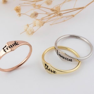 Sterling Silver Name Rings, 14K Gold Personalized Name Rings, Gifts For Mom, Custom Made Family Name Rings For Women, Unique Gifts For Mom