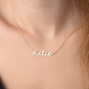 14K Solid Gold Name Necklaces, Dainty 925 Silver Name Tag Pendants, Custom Gifts For Her, Personalized Gifts For Mom, Unique Gifts For Mom