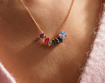 Birthstone Necklace for Mothers, Custom Family Jewelry, Birthstone Gift For Grandma