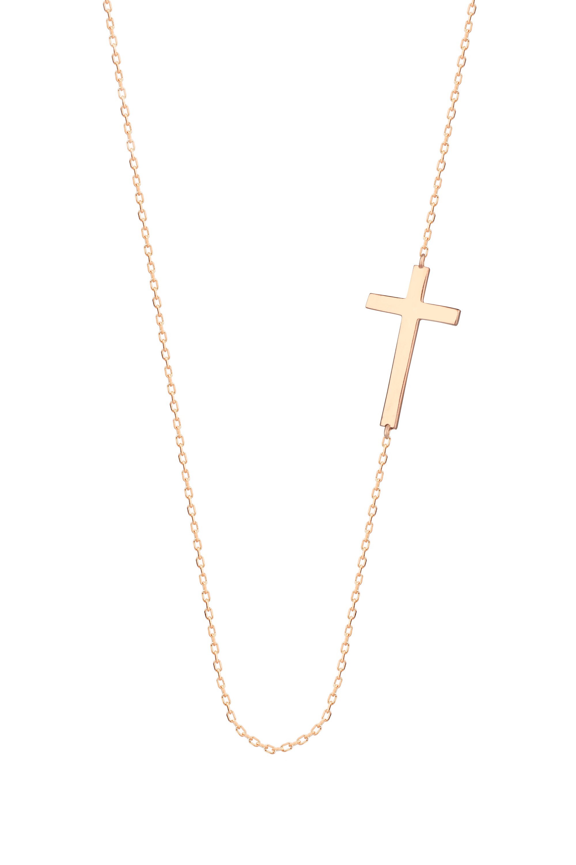 14K Gold Cross Necklace Sideways Cross Necklace Sideway Etsy