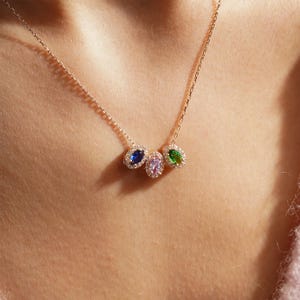 14K Solid Gold Custom Made Birthstone Necklace, Family Birthstone Necklace For Mothers, Personalized Jewelry For Women, Unique Gifts For Mom