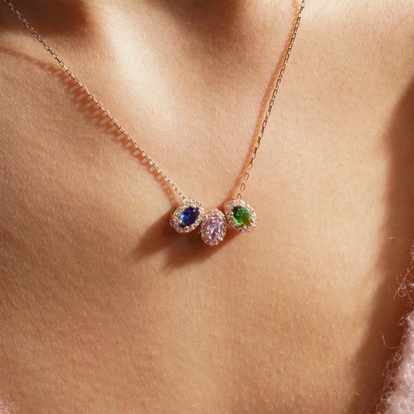 Collier avec pierre de naissance pour maman, bijoux de famille personnalisés, cadeau personnalisé pour maman