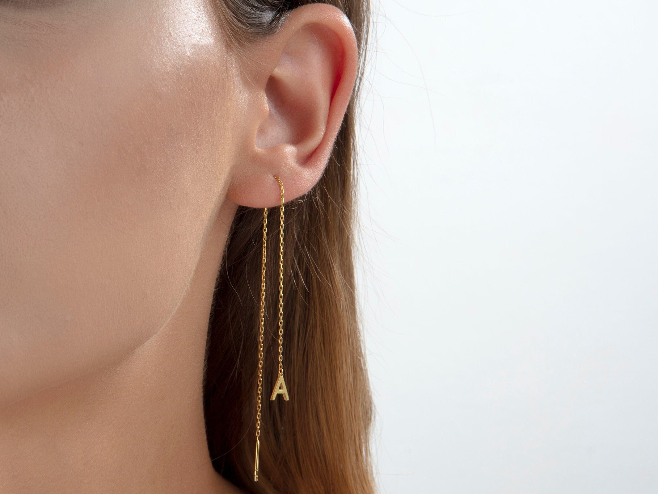 LETTER THREADER EARRING (ONE PIECE) | bliss-j