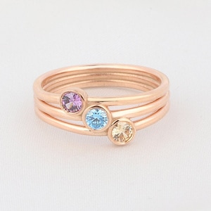 10K Gold Multi-Band Birthstone Ring, Personalized Gift For Mothers, Silver Birthstone Ring, Family Ring For Grandmas, Unique Gifts For Mom