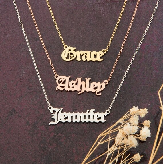 14K Gold Name Necklaces Silver Name Tag 