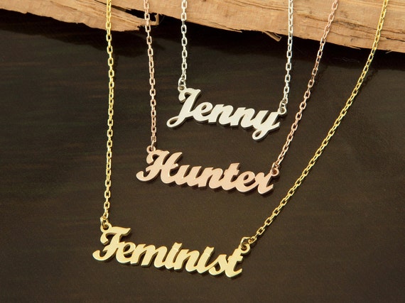 18K Gold Dainty Name Necklace Sterling Silver Name Plate Pendant Personalize Jewelry for Women Best Birthday Gift Christmas Gift for Mom Etsy