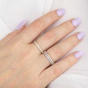 14K Gold Infinity Stackable Diamond Rings, Diamond Wedding Engagement Bands, Silver Eternity Rings, Gifts For Women, Unique Gifts For Mom