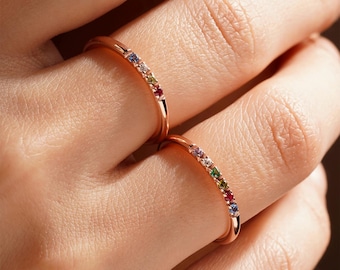 14K Gold Family Birthstone Ring For Mothers, Custom Made Jewelry, Silver Birthstone Stackable Ring, Personalized Gifts, Unique Gifts For Mom