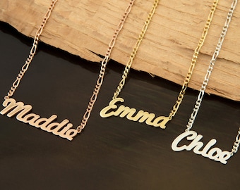 14K Gold Dainty Name Necklace Silver 