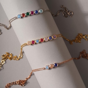 14K Gold Custom Made Birthstone Bracelet, Personalized Jewelry, Family Birthstone Bracelet, Birthday Gift For Grandmas, Unique Gifts For Mom
