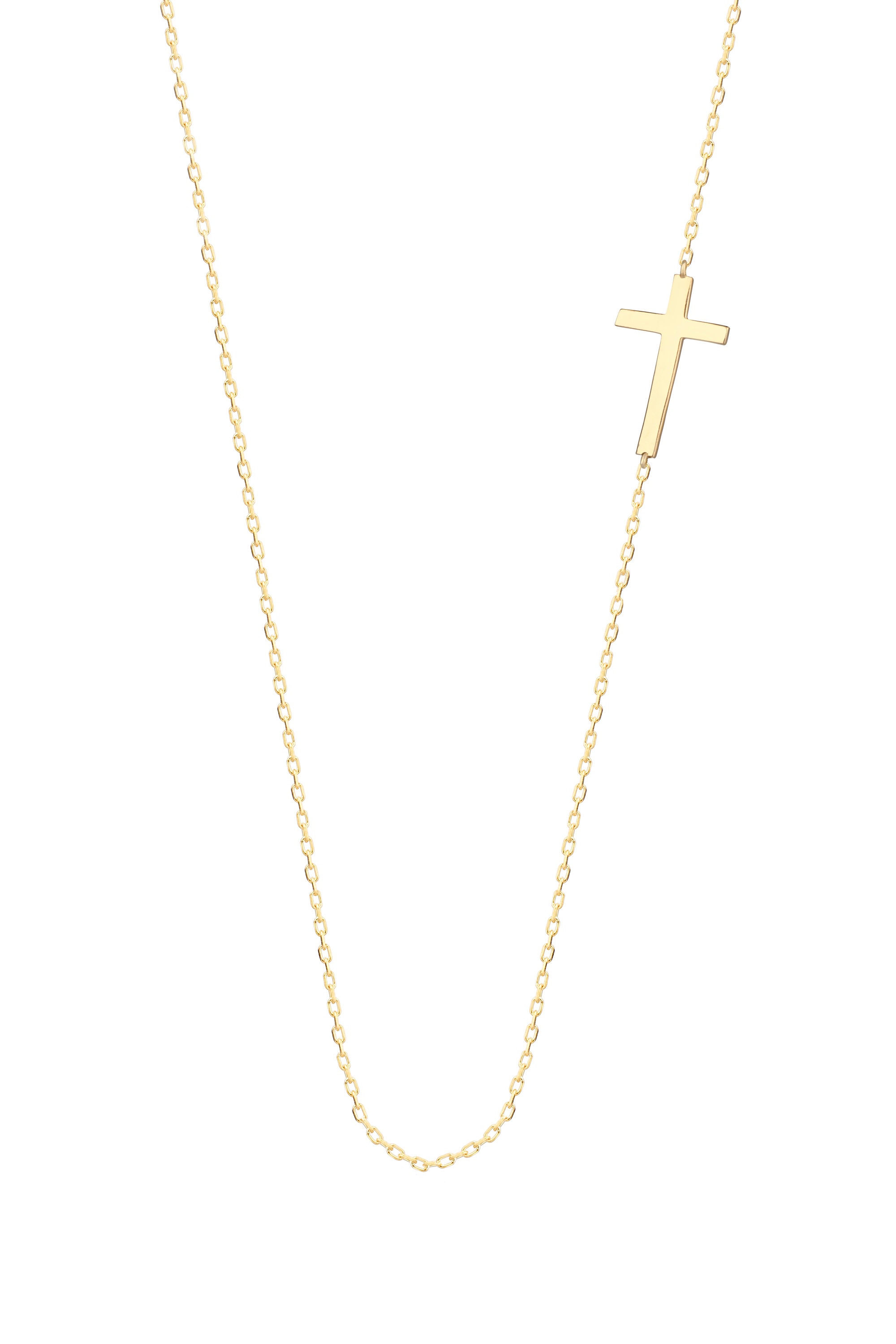 14K Gold Cross Necklace Sideways Cross Necklace Sideway Etsy