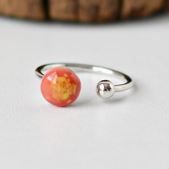 Bague cabochon et boule en ceramique. Bagues reglables pour femmes. Bijoux simples faits a la main. Cadeau pas cher pour elle Etsy France