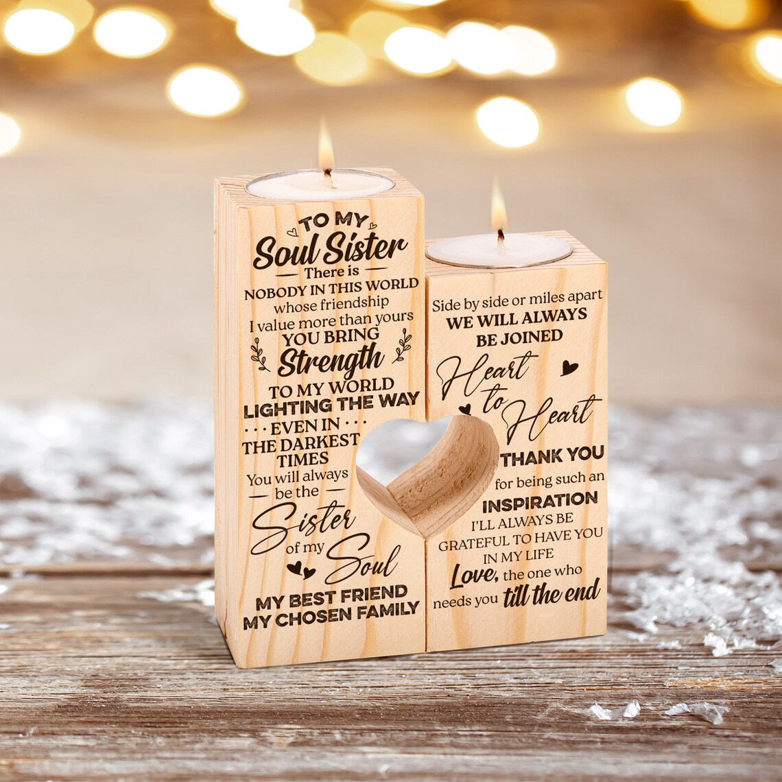 To Soul Sister Candle Holder Heart Best friend Gifts Custom Etsy