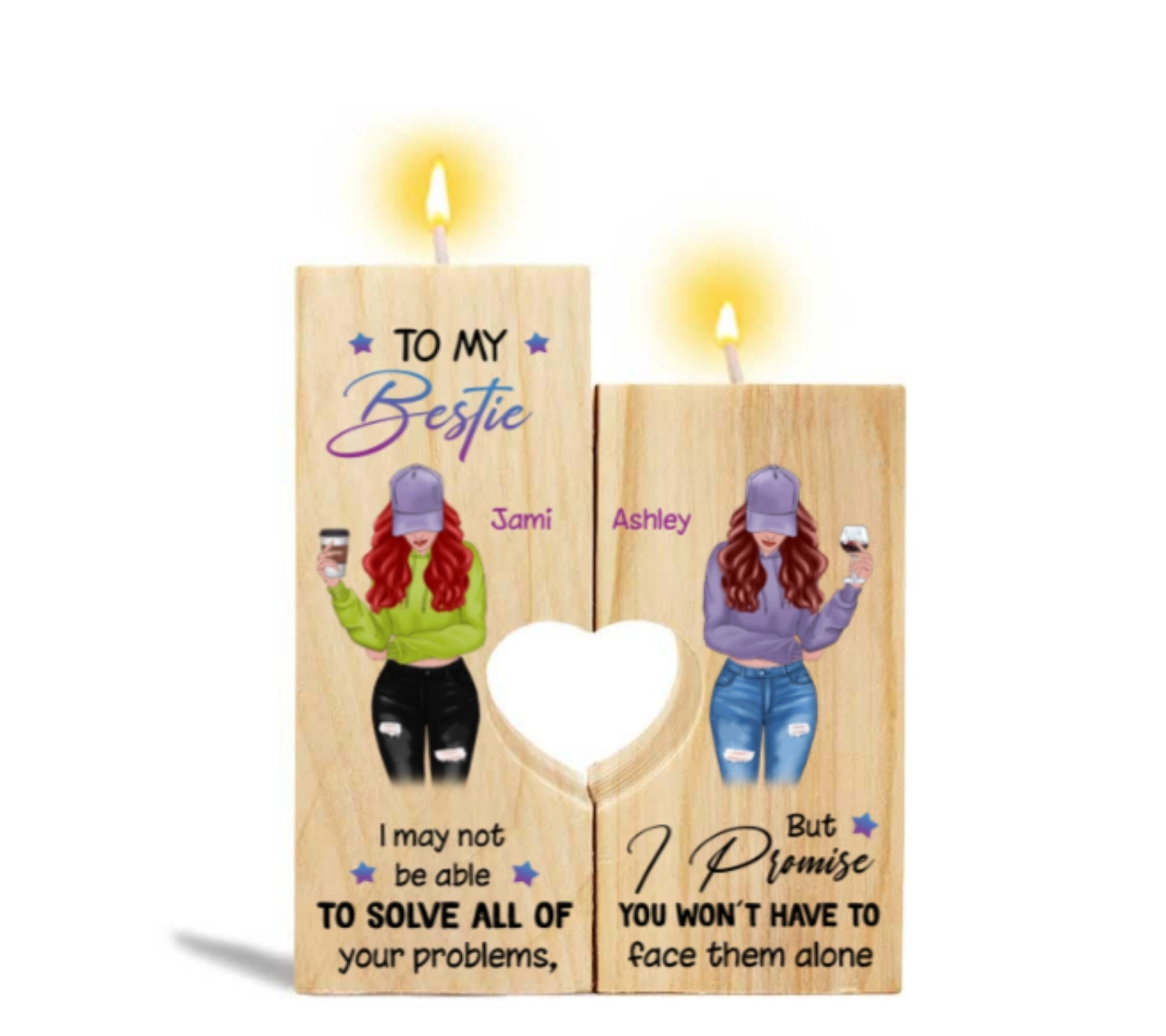 To My Bestie Candle Holder With heart Custom Best Friend Etsy