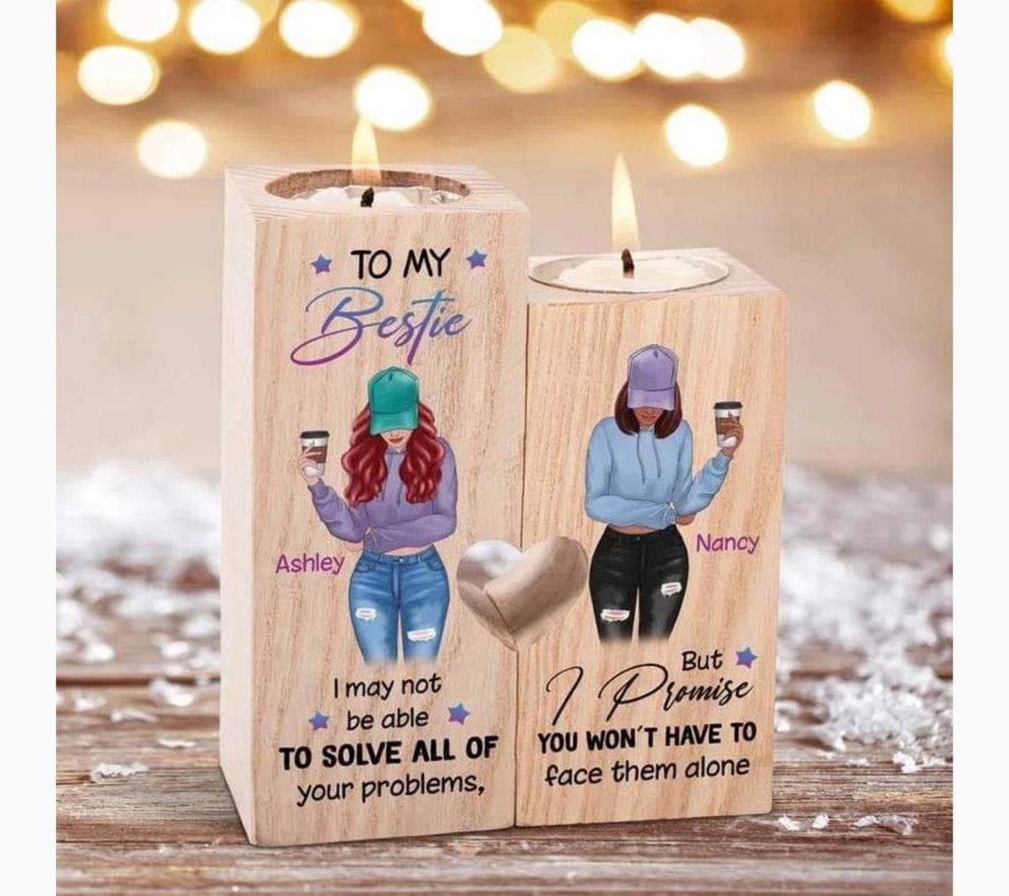 To My Bestie Candle Holder With heart Custom Best Friend Etsy