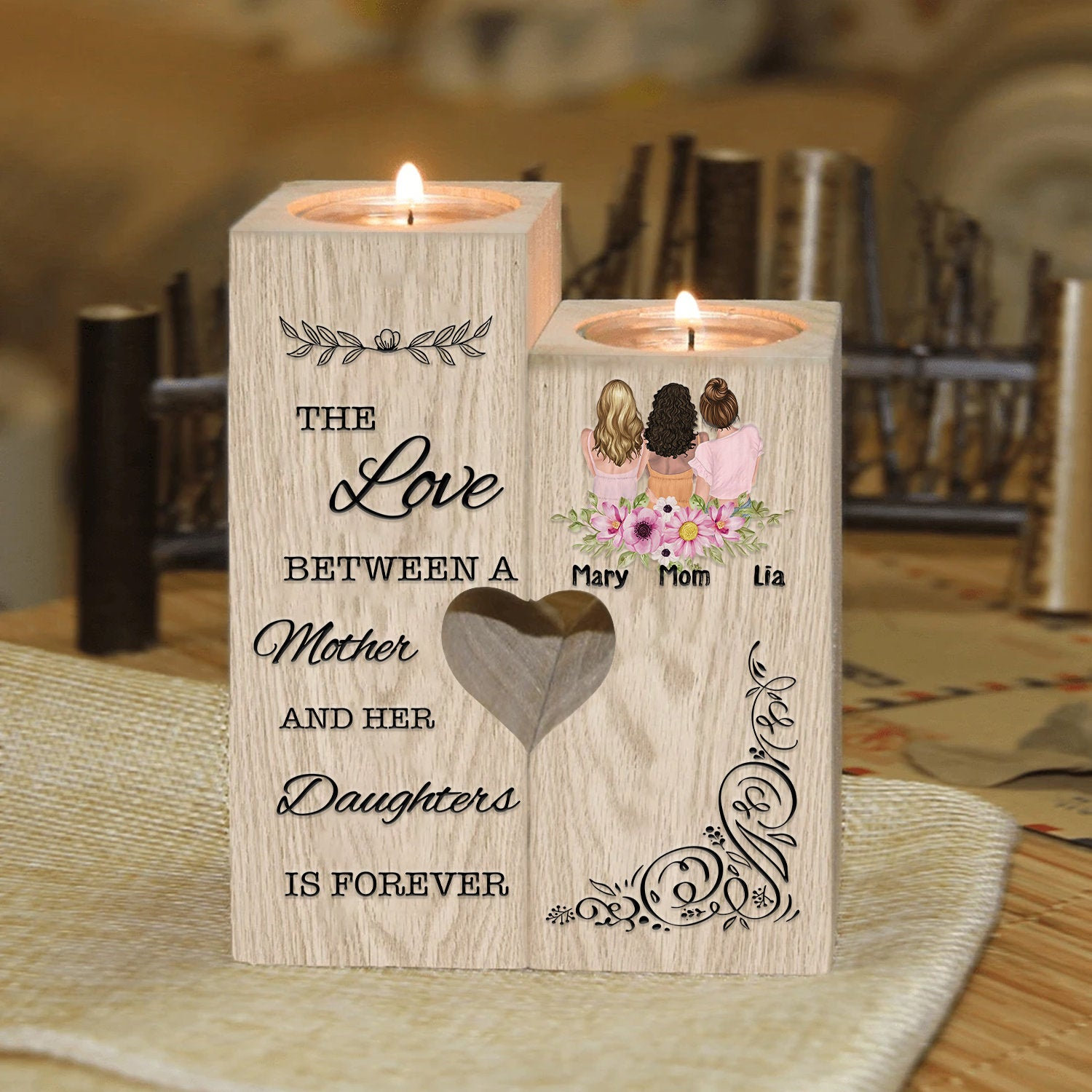 Mother and Daughters Candle Holder Love between mom and Etsy