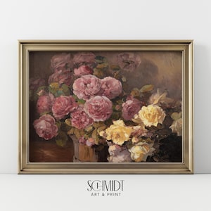 Vintage Wall Art Painting Roses Art Printable Wall Art Botanical Decor Digital Art Print Floral Wall Decor Vintage SCHMIDT