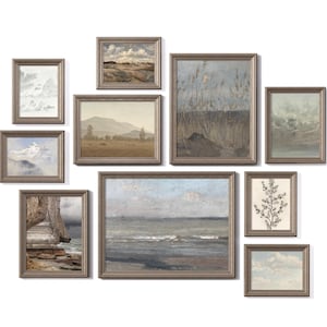 NEUTRAL VINTAGE GALLERY Wall Art Set, Set of 10 Prints, Vintage Wall Art Set, Antique Prints Warm Aesthetic Decor, Wall Art Collection