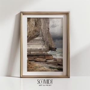 Vintage Seascape Coastal Oil Painting, Earthy Colors Ocean Wall Art, Vintage Coastal Print, Muted Seascape, Neutral Ocean Painting Digital