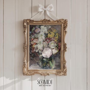 Arte mural de flores de primavera, pintura al óleo antigua para imprimir, impresión artística de flores, cuadro mural colorido, arte mural colorido, decoración vintage de verano, decoración de flores