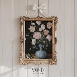 Pastel Flower Wall Art Antique Flower Oil Painting, Wall Art Vintage Flower, Spring Wall Art, Spring Decor Floral Printable Wall Art Vintage