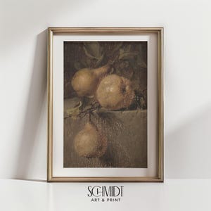 Vintage Pear Oil Painting Print, Summer Fruit Decor, Neutral Kitchen Printable Wall Art, Digital Download, Rustic Farmhouse Decor Vintage