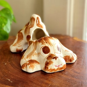NS Co USA pottery puppy pottery planter, puppy planters, dog planters, ceramic dog planter, USA pottery planter, mid century planter