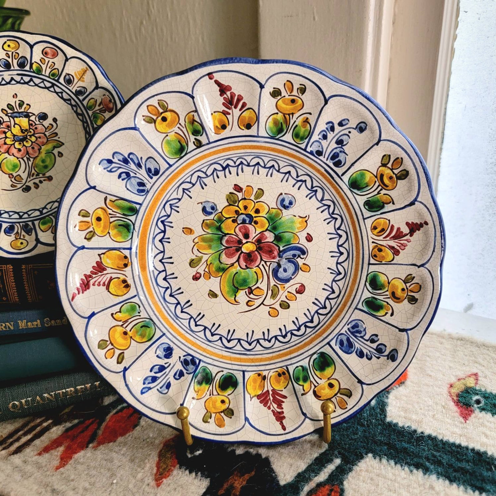 Spanish Hand Painted Ceramic Hanging Wall Plates Toledo Etsy