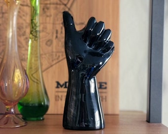Onyx carved black glass thumbs up hand statue onyx sculpture hand carved stone statue stone art object contemporary statue hand figurine